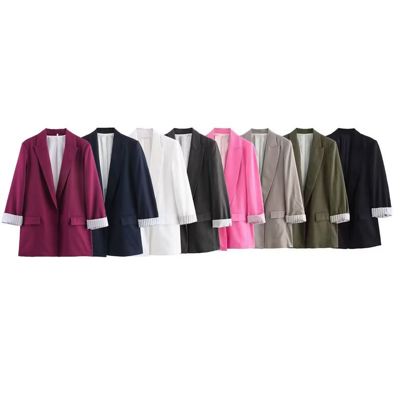 Zbzr Autumn New Women clothes Western Style Versitile Fashion Linen Blend Roll Sleeve Blazers 2753530