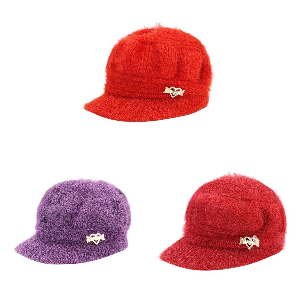 Knitted Embellished Heart Hat Winter Warm Thickened Pumpkin Cap Gift Outdoor