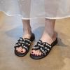 French Flat-bottomed Pearl Slippers for Women's Summer Wear 2025 New Xiaoxiangfeng Fashion Soft-bottomed Breathable Beach Cool Slippers