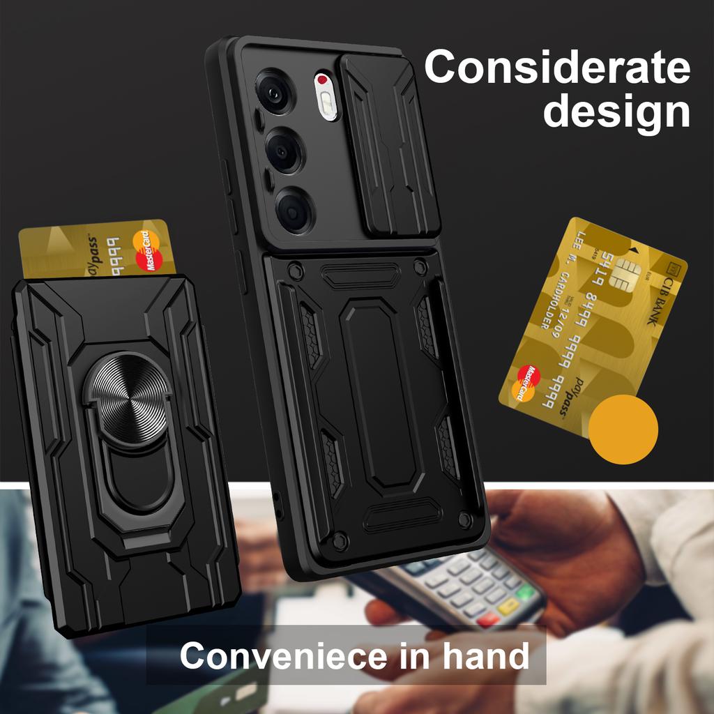 For TECNO Camon 40 Pro 5G Case PC+TPU Kickstand Phone Back Cover with Camera Slider