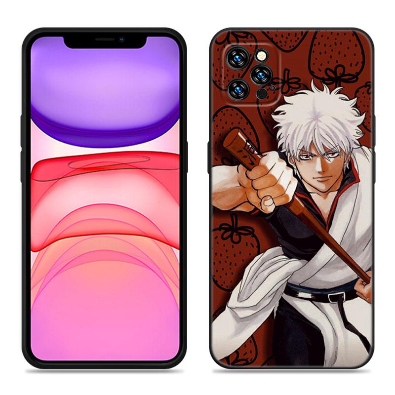 Anime Gin Tama Phone Case For Apple iPhone 12 13 Mini 11 14 15 Pro Max 7 8 Plus X XR XS SE 2020 2022 Black Silicone Case