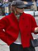 Women's Wool Overcoat - Plus Size Sherpa Lined Coat for Fall Winter Casual Wear