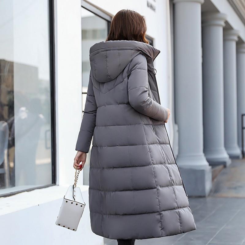 Cappotto Lungo Spesso Imbottito da Donna Invernale Caldo con Cappuccio Giacca Imbottita in Cotone Vestibilità Aderente Lunghezza Sopra il Ginocchio