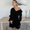 New Fashion V-Neck Ruffled Sleeve Volante Sleeve White Dress Spring Women's Design Sense Puff Skirt