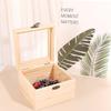 Retro Jewelry Box Rectangular Desktop Organizer Clamshell Container Wooden Storage Box  Family