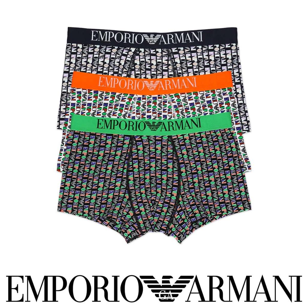 Emporio Armani ALL OVER VERTICAL LOGO Boxer Shorts with Front Closure, Men's Underwear, EU Size 90, White, 54045080