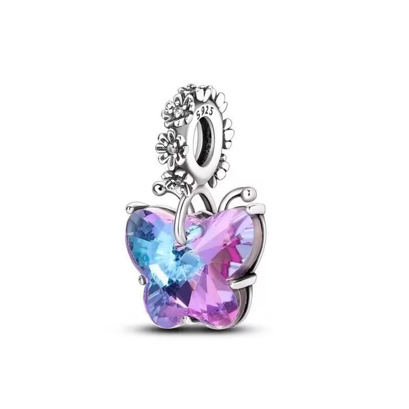 Crystal Blue Butterfly,Moon Bead Crab,Dragonfly Pendant 925 Silver European Original Bracelet DIY Accessories Exquisite Jewelry