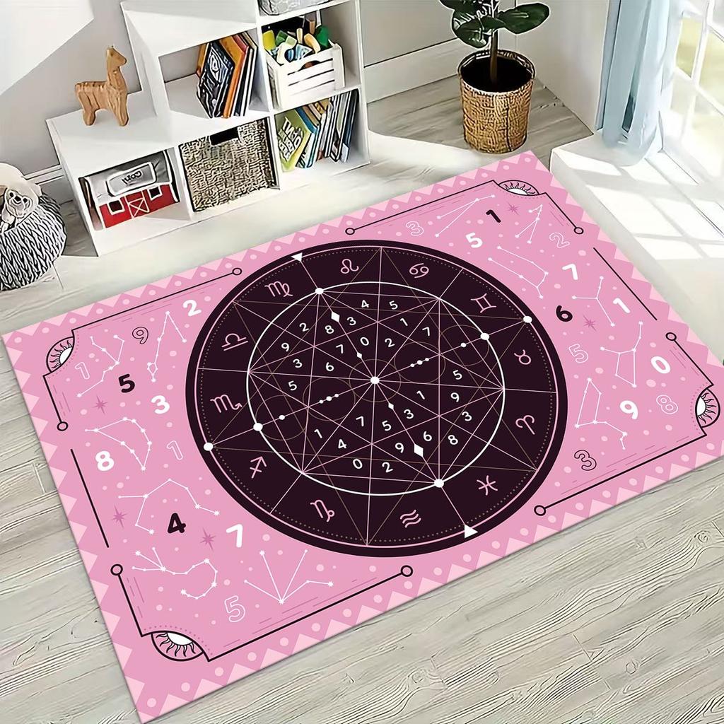 3D Retro Witch Ouija Gothic Spirit Board Rug for Bedroom Living Room Sofa Home Doormat Decor, Large Kids Play Non-slip Floor Mat
