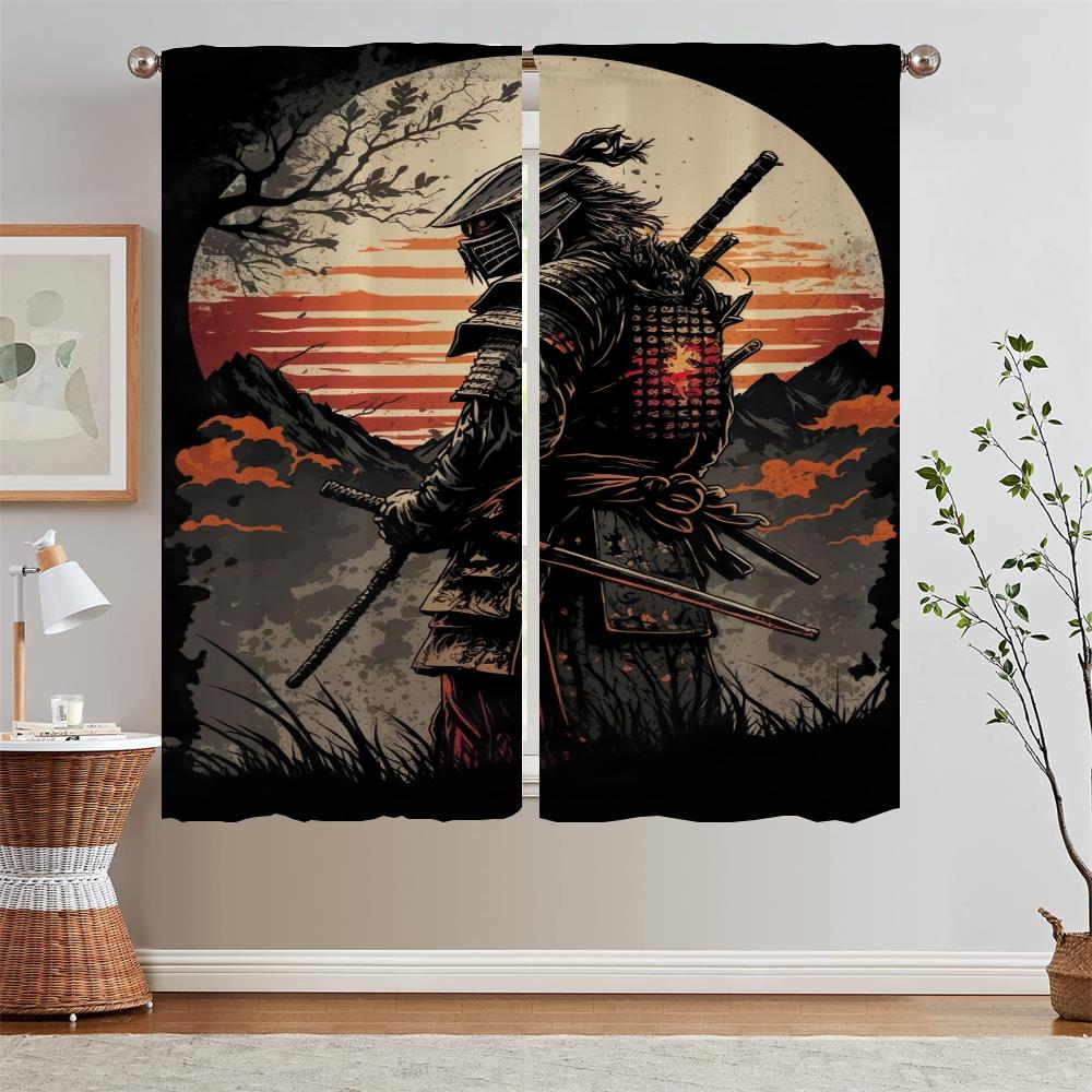 Japanese Samurai Cheap Things With Free Shipping for Home Interior Curtains for Living Room Blind Cover Curtain Tiebacks Blinds