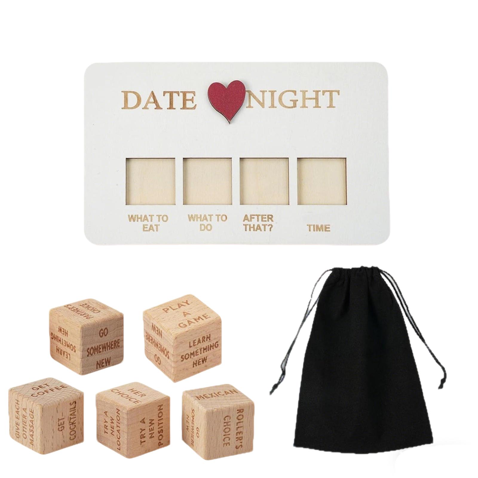 DATENIGHT Dice, Pleasant Night Date Choice, Wooden Dice For Random Decision Of Date Events, Food Choice Dice, Randomly Arranged Date, Couple Gift One Size
