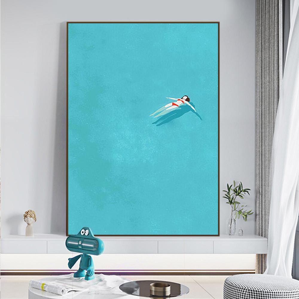 Abstract Creative Alone Girl Wall Art Poster Prints Minimalist Colorful Style Canvas Painting Picture for Living Room Home De
