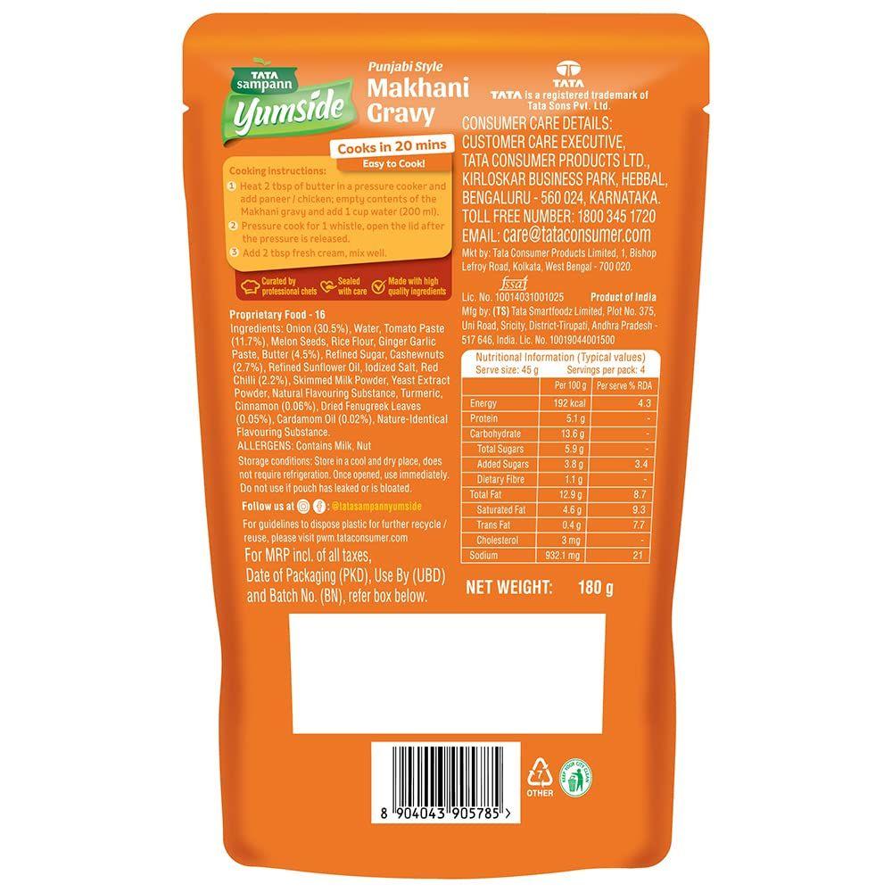 Tata Sampann Yumside Punjabi Style Makhani Gravy | Ready To Cook | Serves 4 Pax, 180g
