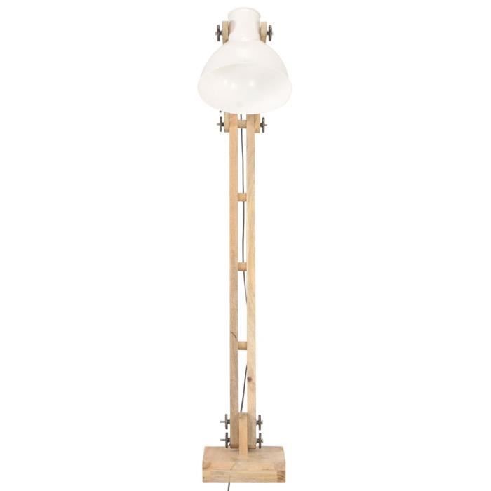 VidaXL Lampadaire Blanc Bois de manguier massif E27