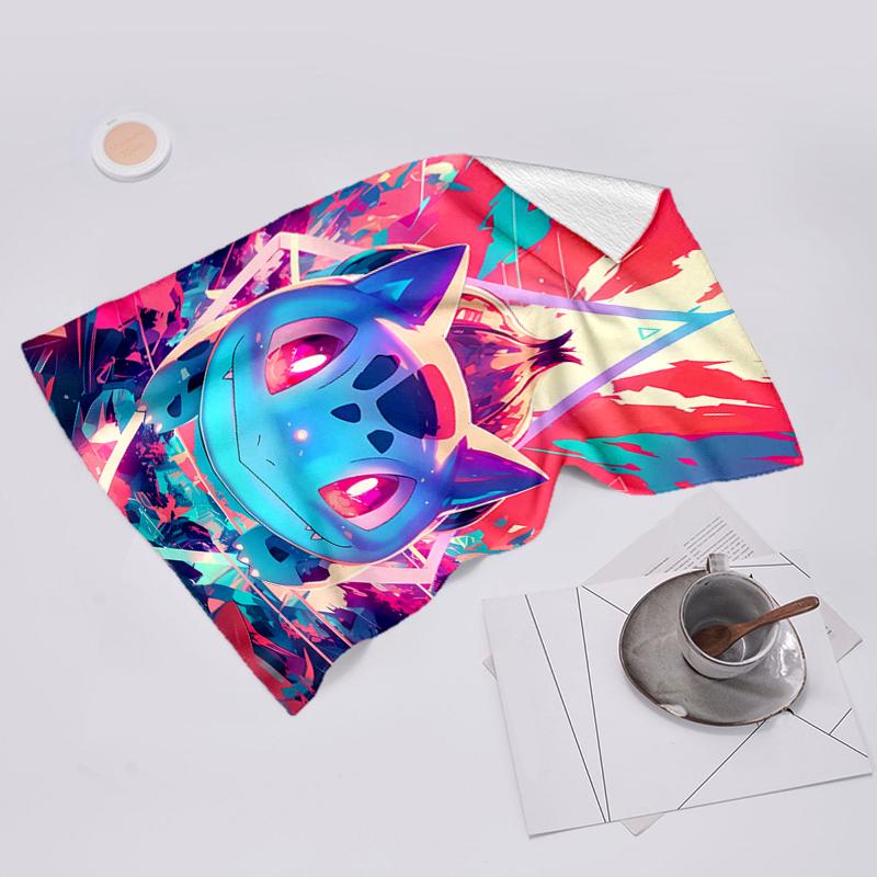 Beach Towel with Pokémon Bulbasaur Pattern - soft,absorbent,machine washable Lightweight&Modern,swimming,Travel Essentials