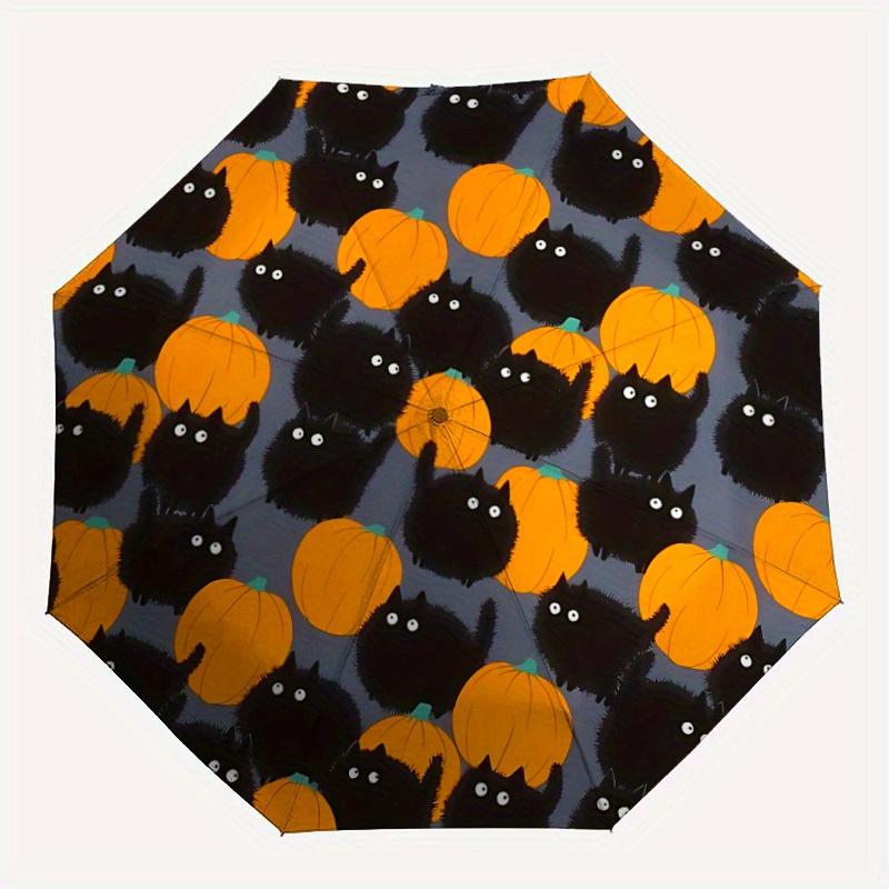 1pc Halloween Cats Umbrella - 8-Rib Automatic Open/Close, Fashionable Compact Umbrella for Outdoor Adventures yy250813179