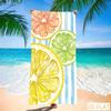 Blue White Striped Pink Grapefruit Slice Pattern Lightweight Absorbent Microfiber Beach Towel For Women Holiday Beach Trip