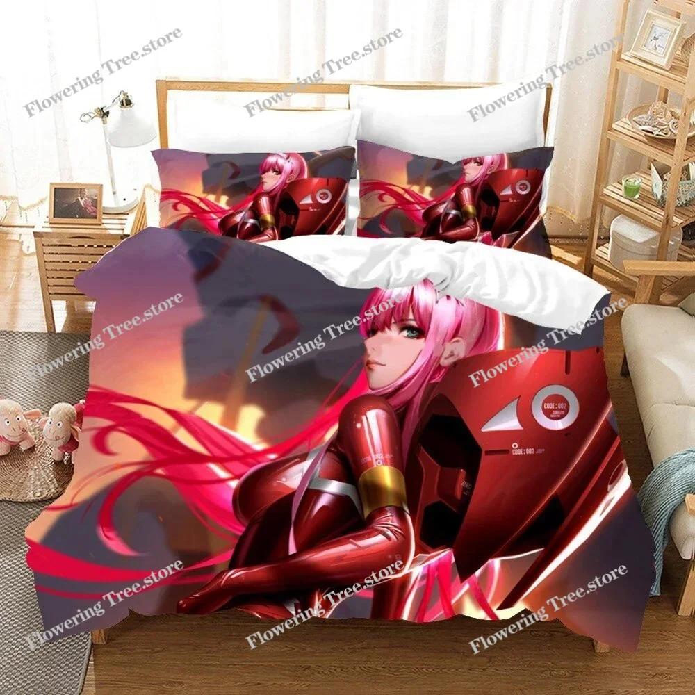 Anime Darling in the Franxx 02 Zero Two Duvet Cover Bedding Set Double Twin Full Queen King Adult Kids Bedclothes Quilt Cover