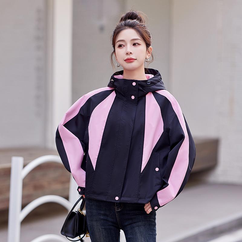 Spring/Autumn 2024 Women's Loose Fit Color Block Patchwork Windbreaker Jacket, Small Size, Style YL623
