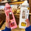 1pc Kawaii Water Bottle with Straw and DIY 3D Cute Stickers BPA-Free Plastic Square Water Cup Portable Drinkware for Camping 12