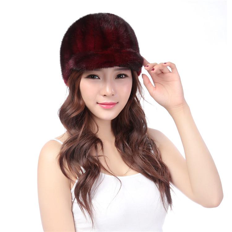 Real Mink Fur Hat Winter Women Keep Warm 100% Genuine Mink Fur Hats Natural Quality Female Fashion Mink Fur Cap Lady Outdoor Cap