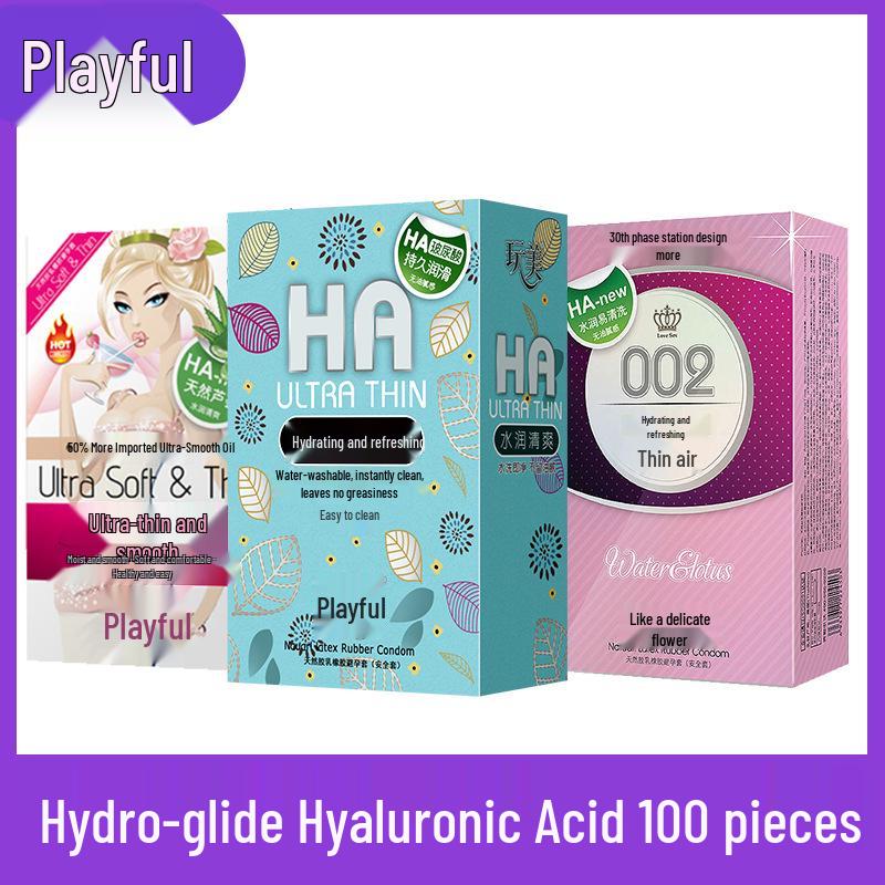 Wanmei Hyaluronic Acid Aloe Condoms, Water-Soluble Formula, 100 pcs for Men