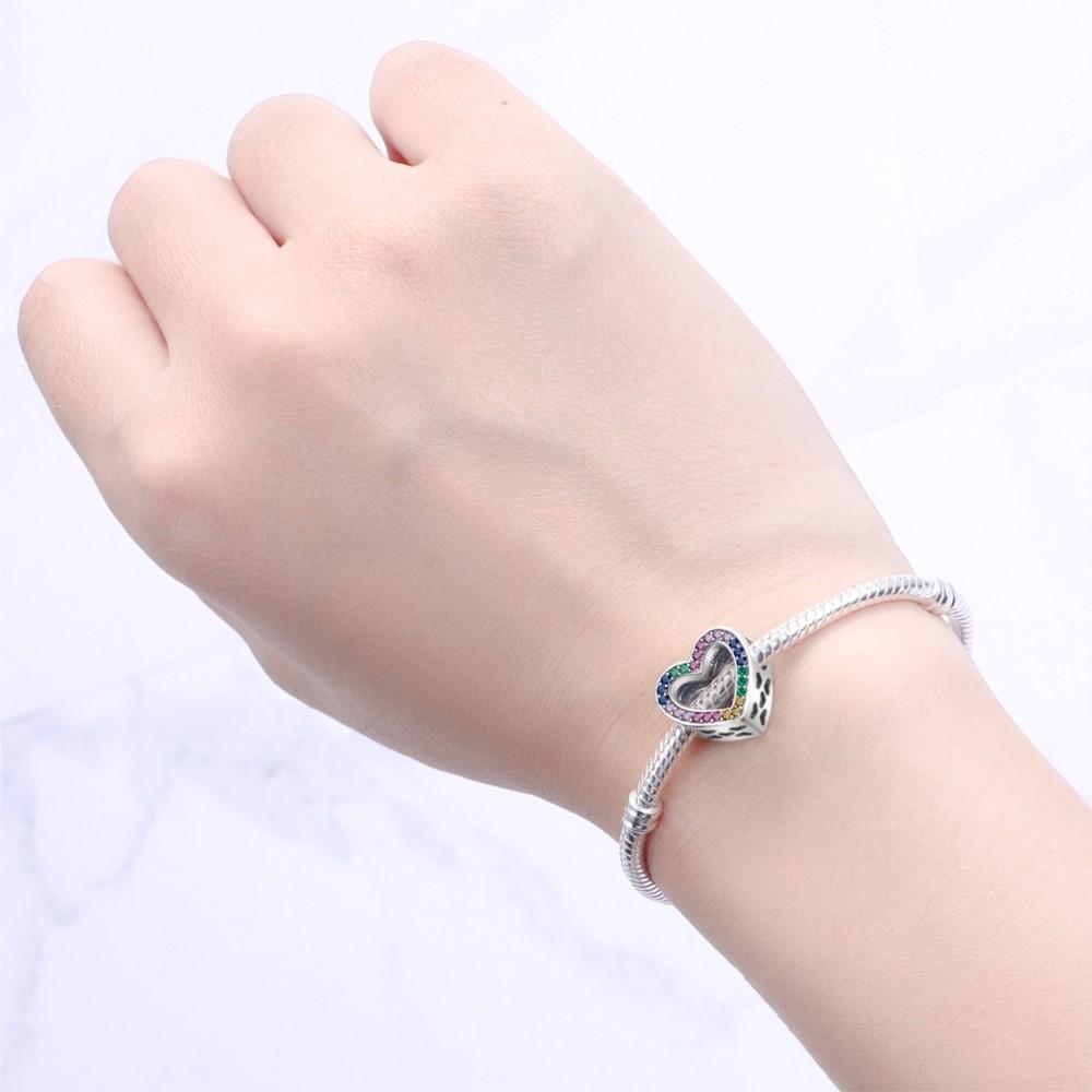 PANPOKI Copper Metal Colorful FOREVER Love Bead Components Authentic Original Pendant Bead Components Bracelet High Quality Fine Jewelry Charm Bead