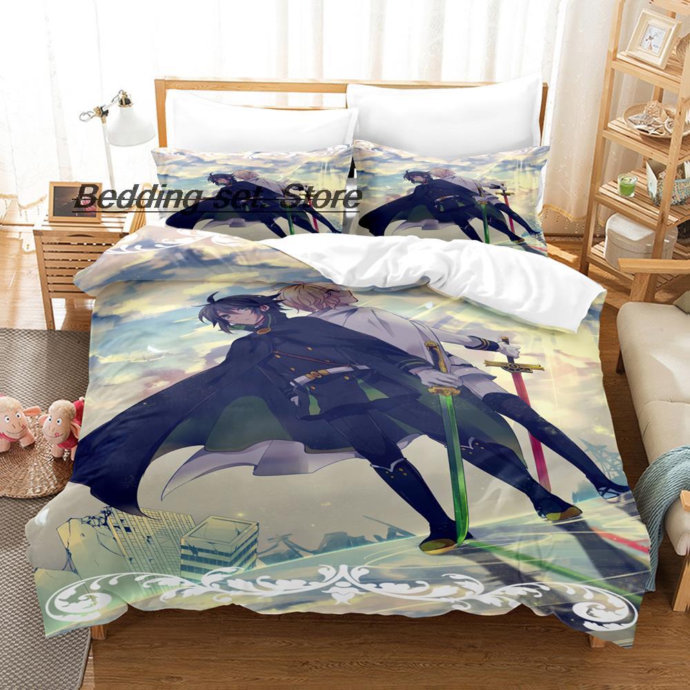

2014 Серафим Конца Постельный Комплект Односпальный Полуторный Двуспальный Квинсайз Кингсайз Комплект для Подростковой Спальни Пододеяльник Комплекты Аниме Комплект Постельного Белья EU single(135x200cm)