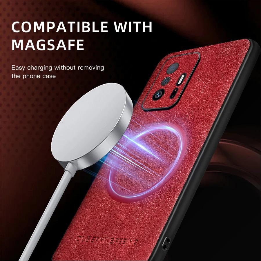 For Xiaomi 11T 11T Pro PU Leather Magnetic Ring Soft Edge Anti-Drop Anti-Fingerprint Phone Case
