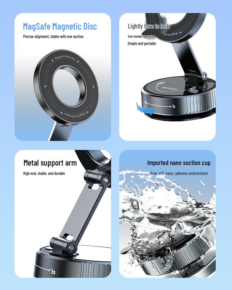 2026 Magnetic Car Phone Holder with Vacuum Suction and Dedicated Navigation Bracket