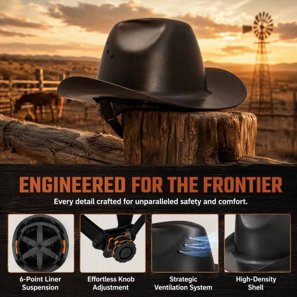 Hochdichtes Polyethylen Western Cowboy Schutzhelm Kopfschutz Vollrand-Schutzhelm Industriell