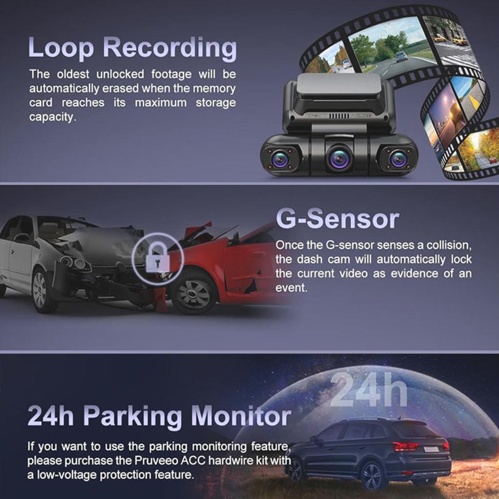 Car 4Lens Dash Cam 2K1080P Car DVR Recorder Support Phone WIFI And G-PS Track 24h Parking Monitoring