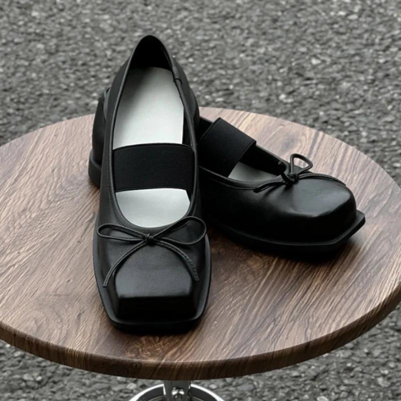 Designer Spring Women Mary Jane Shoes Fashion Square Toe Ladies Comfort Soft Sole Flats Women's Comfort Ballerinas Shoes