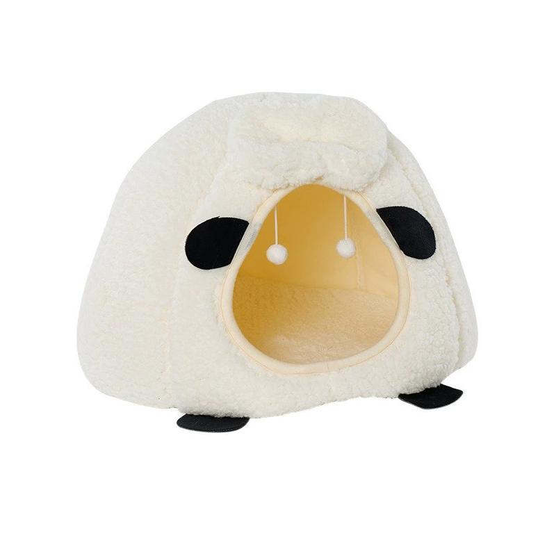 

BOOTEELY Winter Warm Sheep Shape Cat Villa Semi-Closed Three-Dimensional Cat House Four Seasons Universal Cat Bed белый