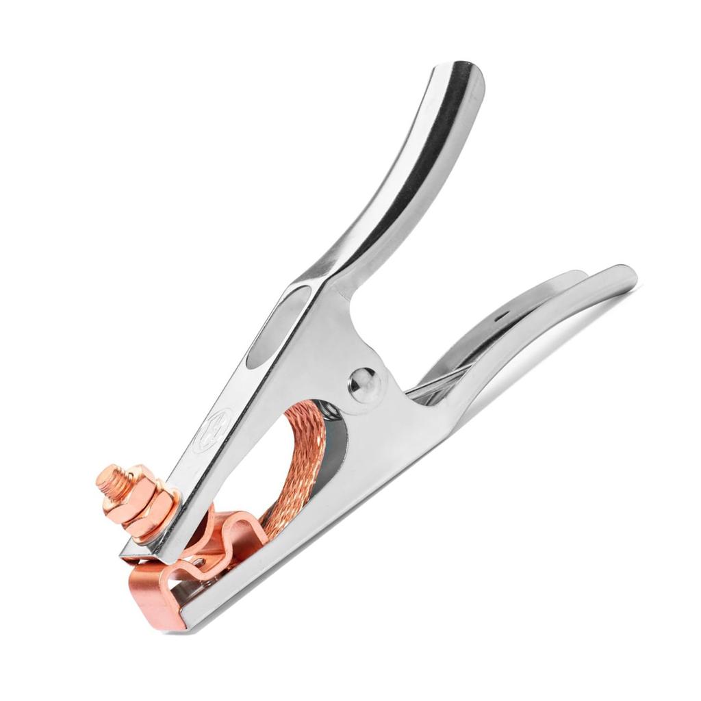 500A Electroplated Welding Ground Clamp High Conductivity Copper Jaws Braided Shunt Earth Grounding Cable Clip Tool