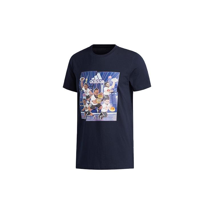 adidas Basketball Cartoon Printing Short Sleeve Blue Men s GE1059 L