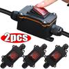 1-2pcs Inline Power Cord 12V-24V Marine Rocker Switch On Off Waterproof IP67 Junction Box 20/30A High Current Connetor Outdoor