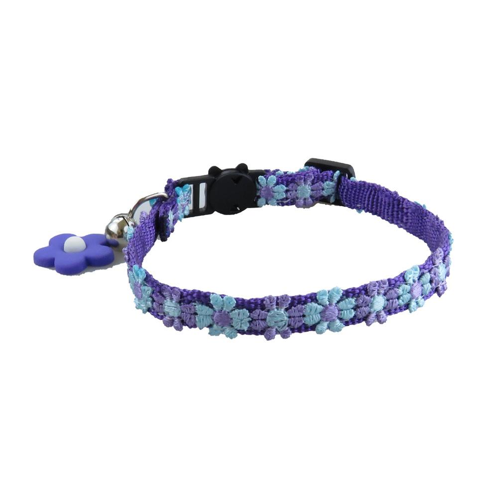 

Классический кошачий ошейник Регулируемый кружевной ошейник для питомца с цветком и колокольчиком, быстросъемная пряжка для предотвращения удушения, для кошек и щенков