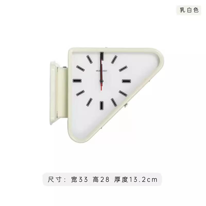 Metal Modern Wall Clocks Double-sided Triangular Wall Clock Silent Quartz Aesthetic Watches Living Room Clocks Decoration бежевый