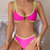 2025 Color Block Two-Shoulder Strap Split Swimsuit Women's Beach Bikini