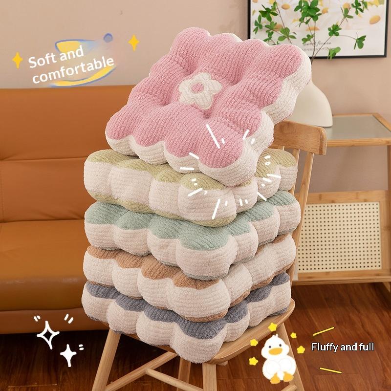 New Solid Color Simple Biscuit Comfortable Cushion Round Waist Protection Cushion Office Seat Square Breathable Cushion Gift