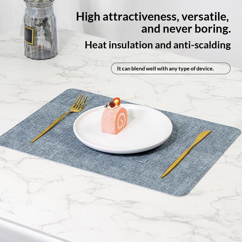 Nordic Retro PU Leather Placemats Waterproof OilProof Table Mats for Kitchen Dining Room Decoration