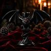 Halloween Bat Candle HolderGothic Tealight Holder Devil Holder, Gothic Winged Candlestick with Shadow Projection Red Eyes, Matte Black Sticks