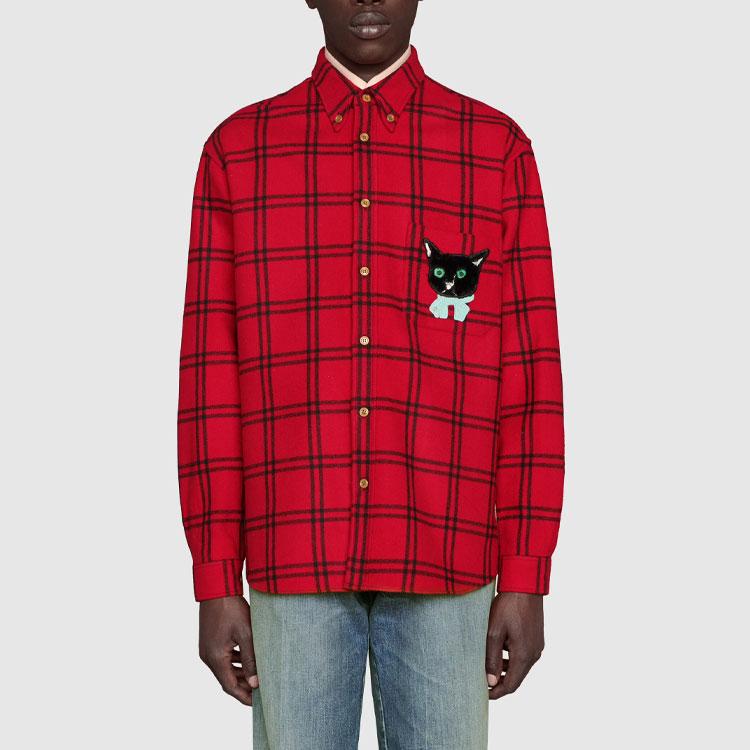GUCCI Shirts Men's Red Lapel Moderate Other 663380-ZAHB1-6153