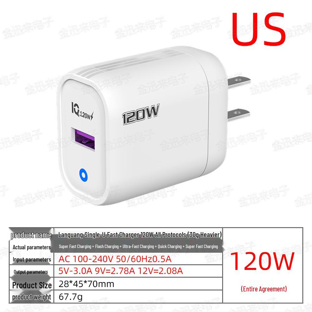 120W Cross-Border USB Fast Charger - European, American, UK Standard, Amber Yellow