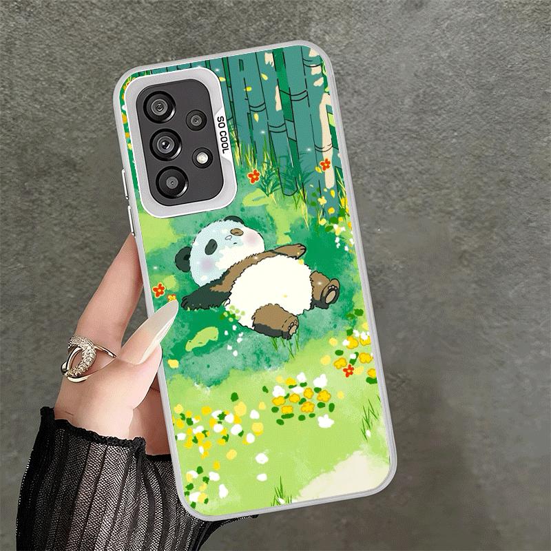 Cute Cartoon Panda Shockproof Phone Case for Samsung A17 A16 A15 A14 A37 A57 A36 A56 A26 A35 A55 A25 A34 A54 A24 A13 A23 A33 A53