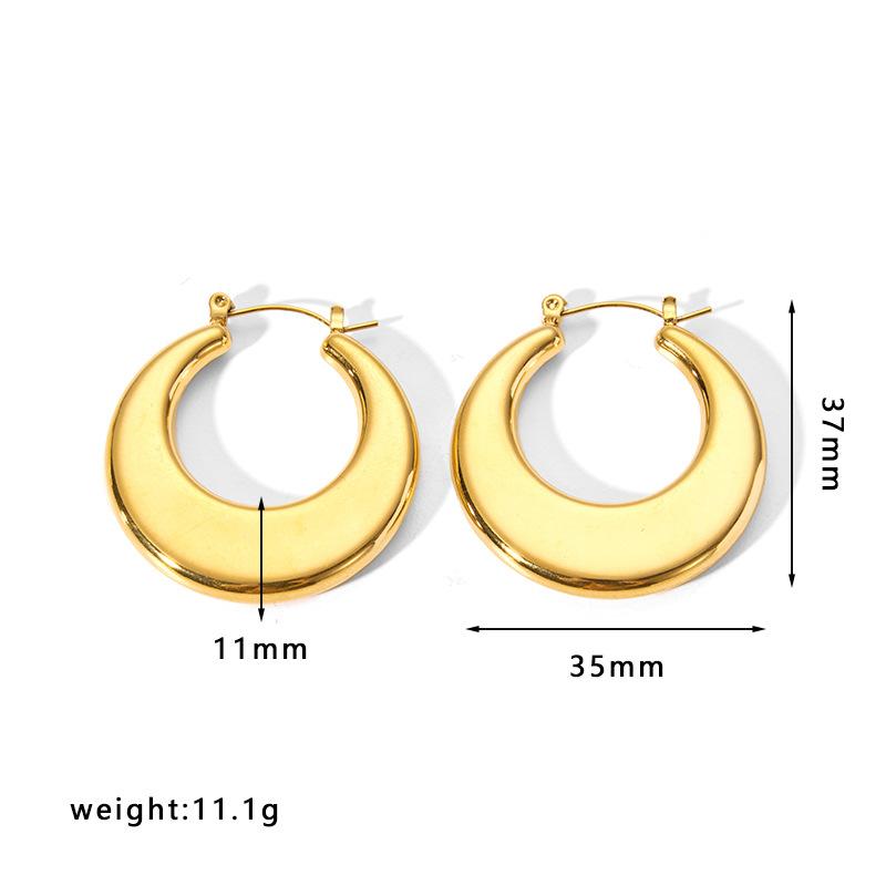 Gold Color Stainless Steel Hoop Earrings For Women Ear Drop Stud
