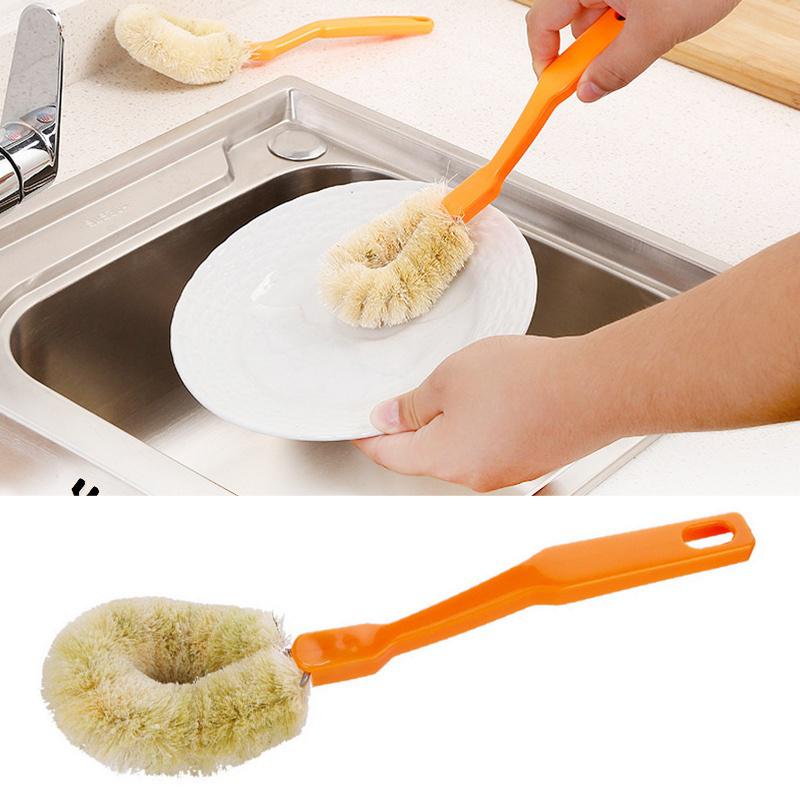 

Щетка для чистки мисок, щетка из конопляного волокна для кухонных принадлежностей, щетка для мытья посуды с длинной ручкой