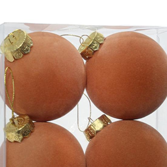 6Pcs Christmas Ball Ornaments Flocking Rustic Distressed Hanging Balls with Loop Farmhouse Xmas Decoration