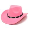 European and American Style Men and Women Couples Western Cowboy Hat Woolen Wide Brim Party Performance Hat Black Rivet Decorative Top Hat