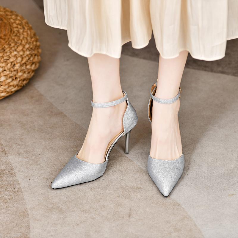 Fashion Womens High Heels2024Summer Sexy Pointed Toe Nightclub Party Shoes Patent Leather Slip-on Shallow Top Womens High Heels